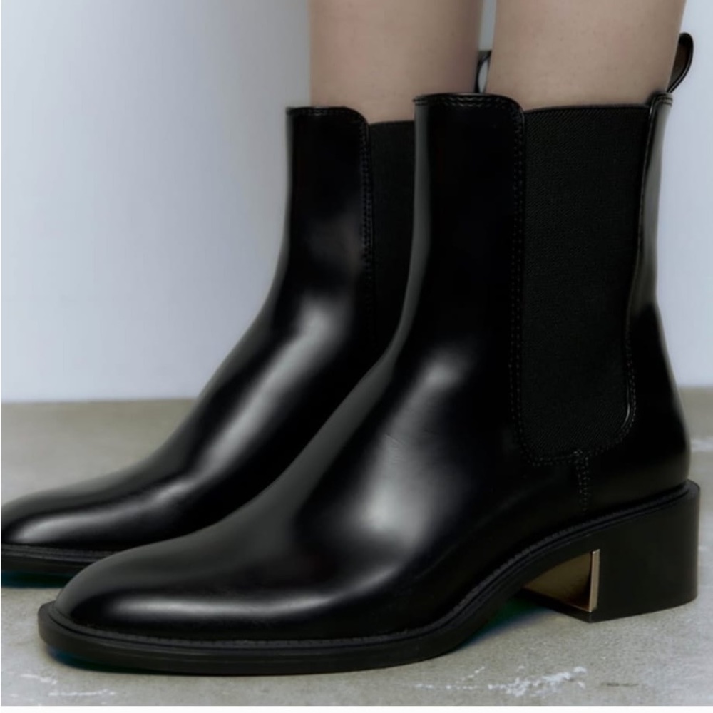 Women’s Zara Black Boots with Gold Details